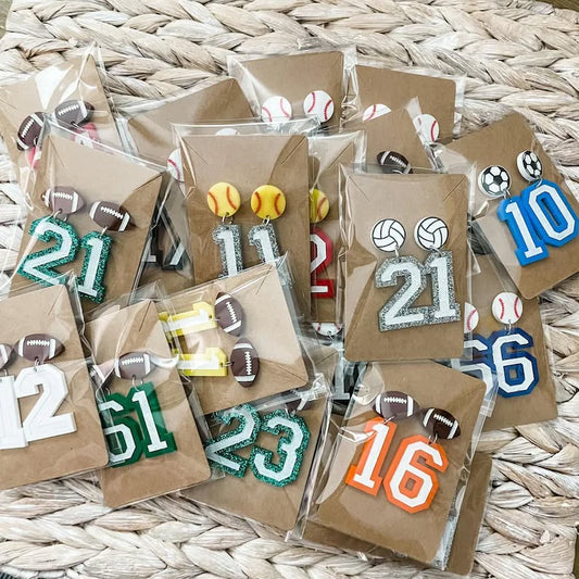 Sports Number Earrings