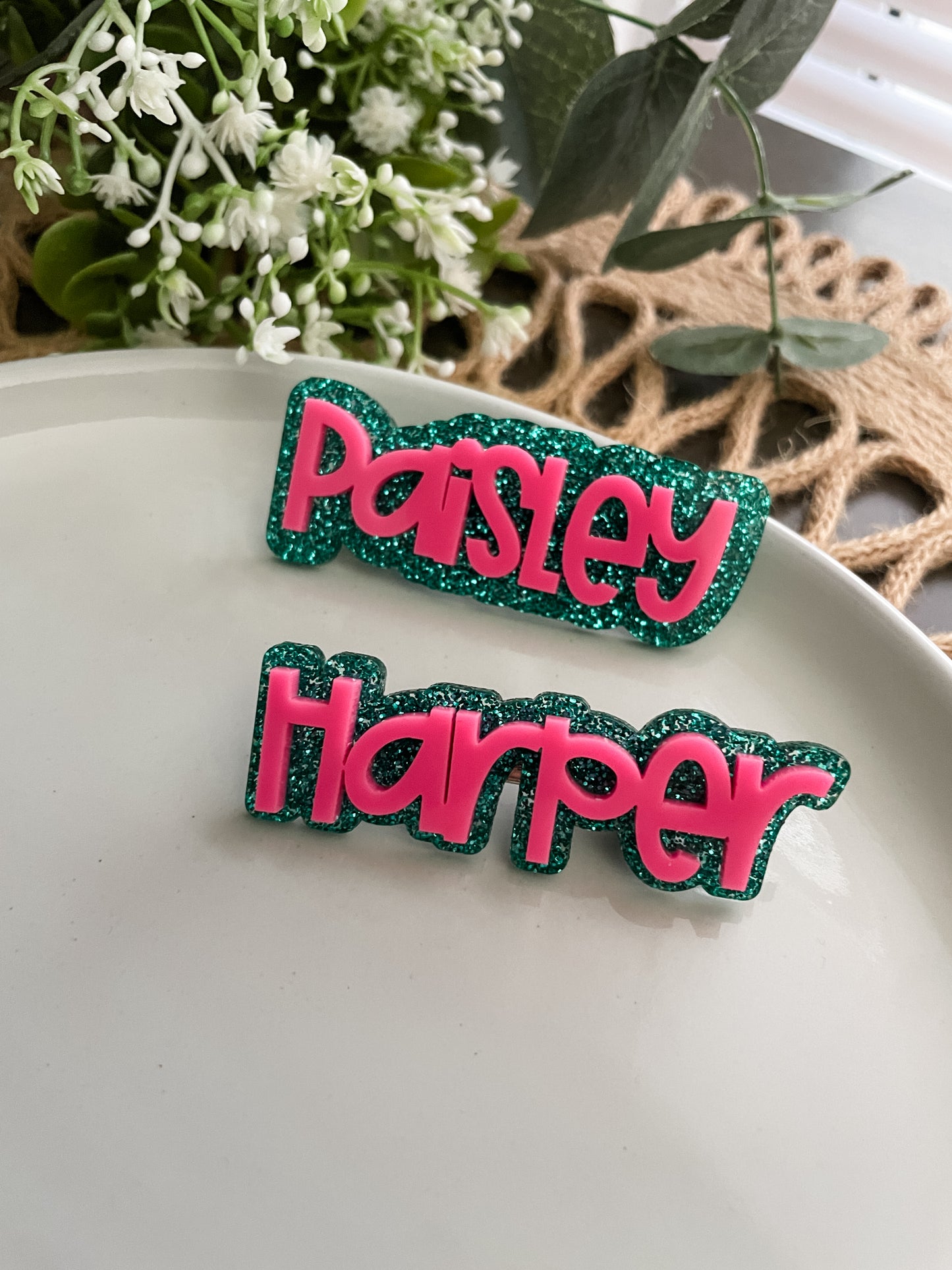 Personalized Hair Clip - Acrylic Colors