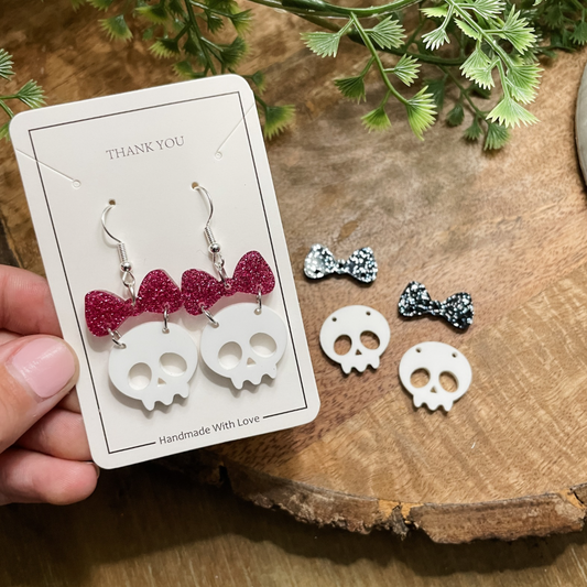 Bow Skull Dangle Earrings