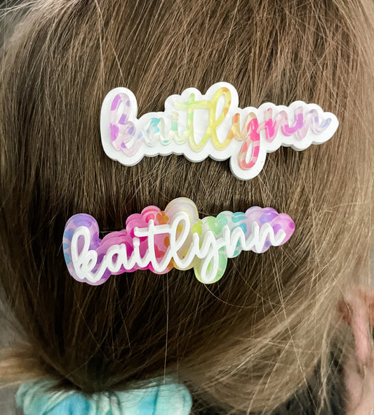 Personalize Hair Clip - Rainbow